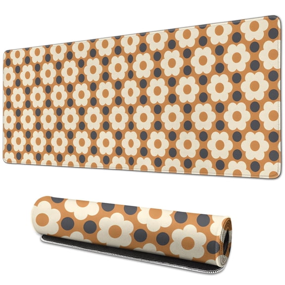 Game in Comfort with Daisy Flower Vintage Gaming Mouse Pad - Extended 31.5x11.8 inch Desk Mat, Non-Slip Rubber Base, Stitched Edges - Ideal for Home Office Gaming