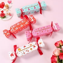 4Pcs Valentine's Day Candy Boxes with Ribbon, Valentine's Day Money Box for Cash Gift Pull, Funny Surprise Box, Cute Candy Shape Design Treat Boxes, Decorative Gift Paper Container for Party Favor