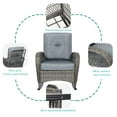 thumbnail image 3 of MEETWARM Outdoor Wicker Patio Rocking Chair Cushioned Rattan Rocker Chair for Porch, Deck, Poolside with Steel Frame, Weather-Resistant Gray Cushions, Set of 2, 3 of 6