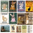thumbnail image 2 of Letrero de hojalata con diseño de conejo divertido: "Cuidado con el conejo" | Amante de los conejos | Letrero de conejo con efecto vintage para casa de campo, 8 x 12 pulgadas, 2 of 5