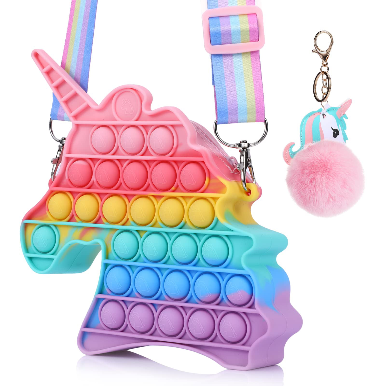 6Pack Fidget Toy Bag Set Push Popet Bubble Handbag Toy Relivef Stress Girls Gift 