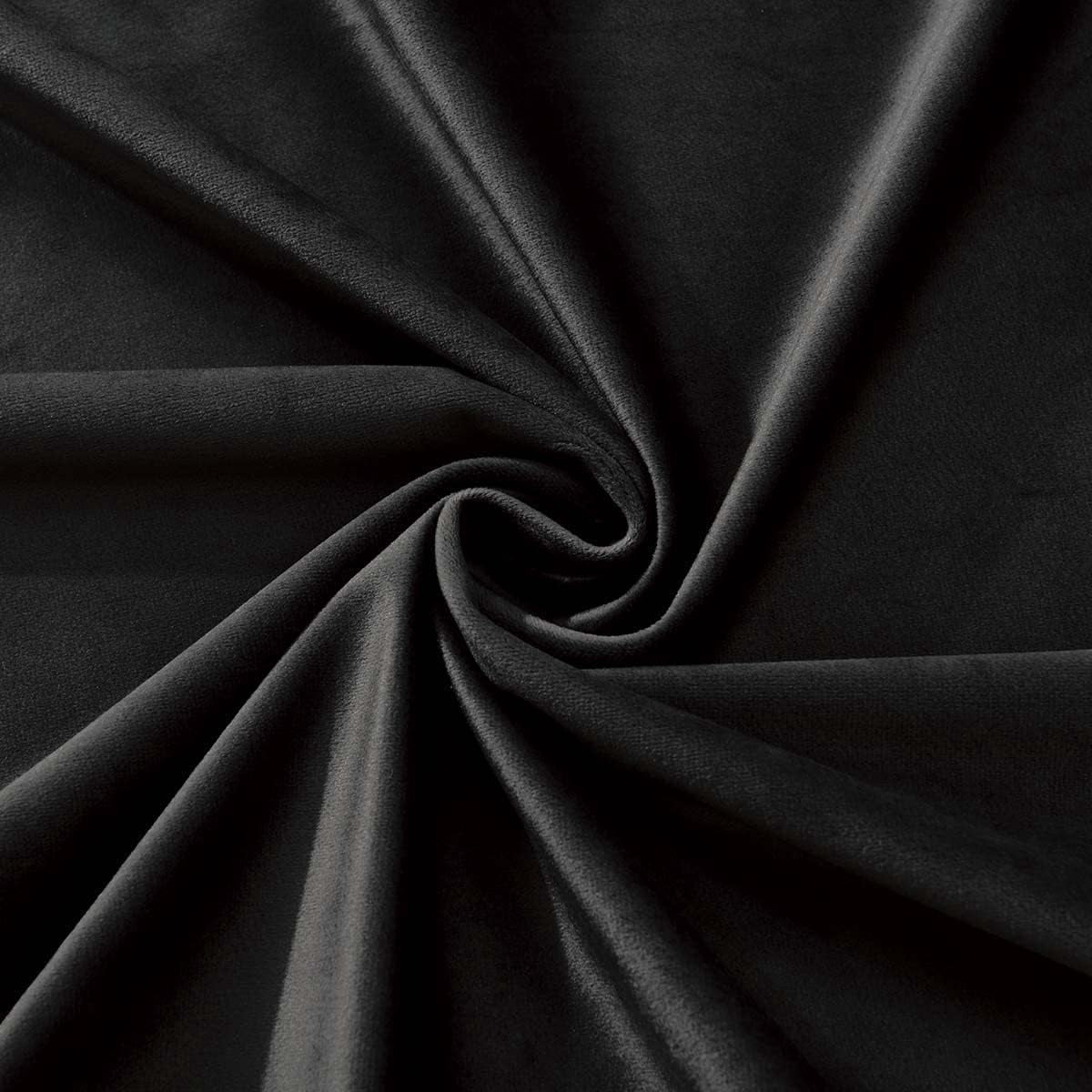Sheetsnthings Velvet Heavyweight Grommet Top Window Curtains, Set of 2 (52"Wx63"L) Solid Panels, Black