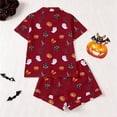 thumbnail image 4 of Hot Sales Under $10 CNJKEHIUV Womens Halloween Pajama Sets Short Sleeve Graphic Pajamas Nightwear Wine Red XXL, 4 of 6