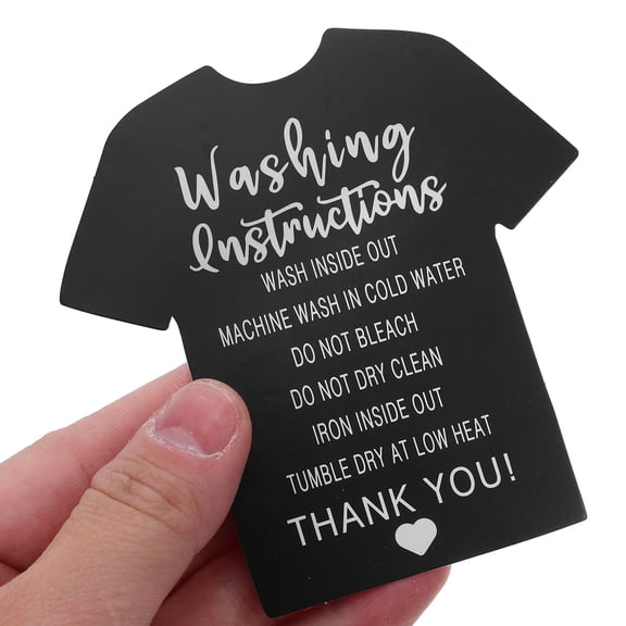 DEEPCRAFF 300-Pack Black Shirt Care Instruction Cards, Clothing Wash Guide Paper Tags for Shirts and Garments