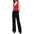 thumbnail image 2 of INSPIRE CHIC Vintage Vest for Women's Button Up Jacquard Steampunk Suit Waistcoat with Pockets S Red, 2 of 6