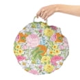 thumbnail image 2 of Spring Round Floor Cushion with Handle, Vintage Rose Dahlia Peony Lily Daffodil Tulip Bouquets Meadow Retro Motif Print, Decorative Pillow for Living Room & Dorms, 18" Round, Multicolor, by Ambesonne, 2 of 4