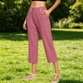 thumbnail image 5 of Women's Pants Cotton Linen Petite Summer Lightweight High Waist Straight Leg Solid Summer Casual Fashion Trousers Pants For Women, 5 of 8