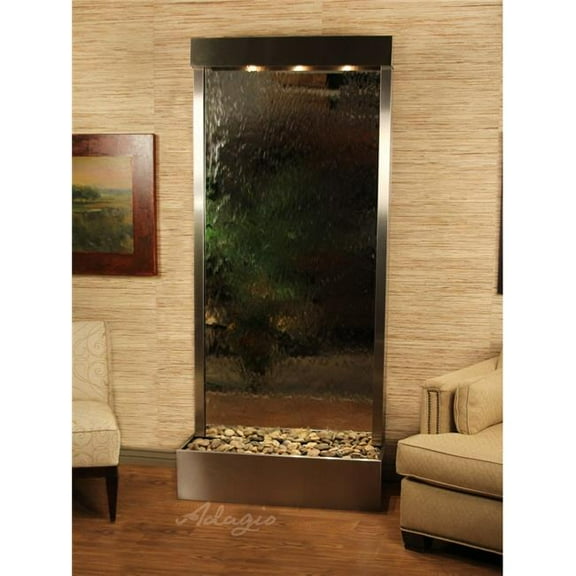 Tranquil River Flush Mount Free Standing Fountain - Stainless Steel-Silver-Mirror