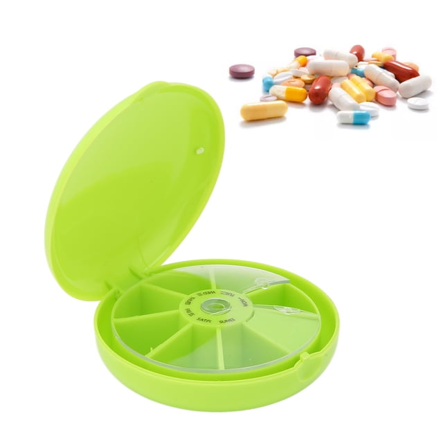 Caja De Pastillas De 7 Rejillas, Organizador De Pastillas Redondo Grande De 7 Compartimentos Giratorio De Plástico Para El Hogar Para Viajes