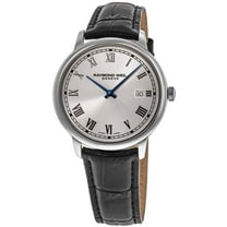 Raymond Weil Toccata Classic 39 mm Quartz Silver Dial Black Leather Strap Men's Watch 5485-STC-00658