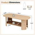 thumbnail image 4 of Wirrytor Oval Coffee Table with Storage Shelf, 2-Tier Modern Farmhouse Wood Center Table for Living Room, Natural, 4 of 10