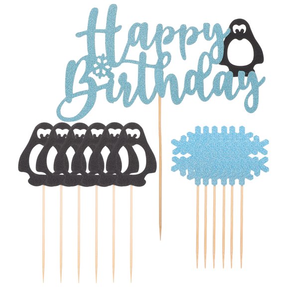 Christmas Cake Toppers Penguin and Snowflake Shaped Lovely Decorations for Parties Assorted Color