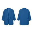 thumbnail image 4 of MaFYtyTPR Plus Size Women's Suit Jacket Solid Color Open-front Lapel Pocket 3/4 Sleeve Blazers With Padded Shoulder Lining for Casual Office A-Blue L, 4 of 6