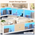 thumbnail image 2 of Full Size Corner Bed Frame with Bookcase Storage,Full Daybed with Charging Station,Platform Bed Frame with Led Lights and Storage Drawers for Living Room,Bedroom,Guest Room,Easy Assemble,White, 2 of 9