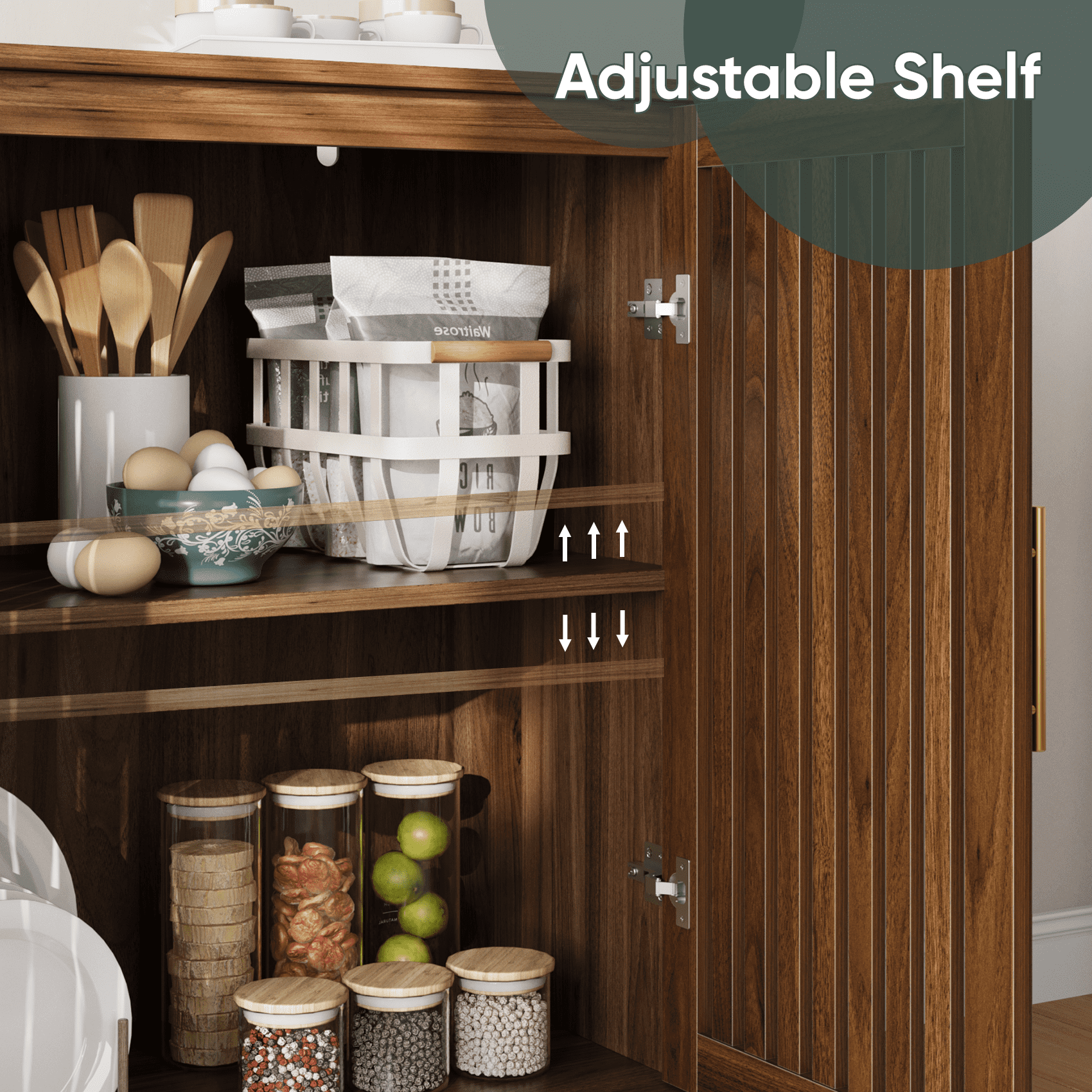 Algherohein Buffet Cabinet with Storage,Sideboard Kitchen Storage Cabinet with Adjustable Shelf,3 Pack