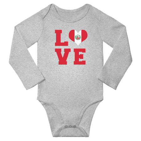 

Love Peru Heart Flag Baby Long Slevve One-pieces (Gray 18-24 Months)