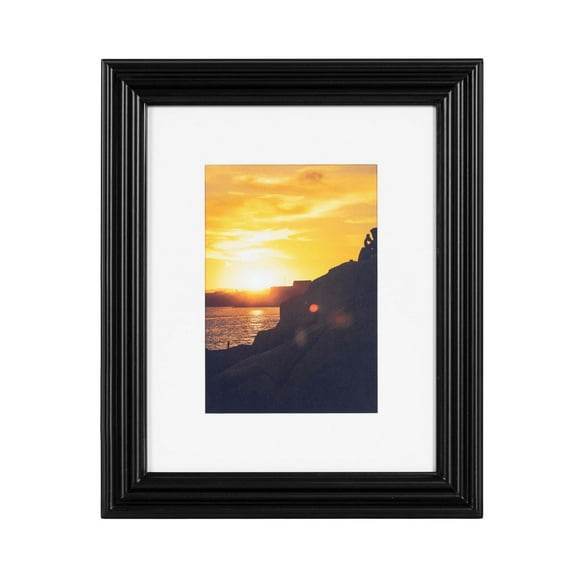 DesignOvation Leno 8" x 10" Matted to 5" x 7" Black Picture Frame