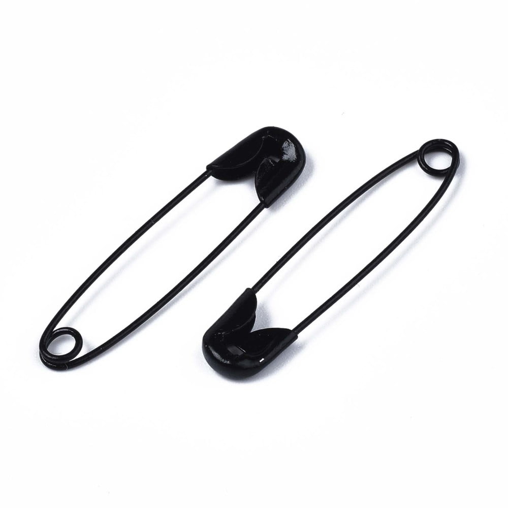 1000pc Spray Painted Iron Safety Pins Cadmium Free & Nickel Free & Lead Free Black 30~31x7x2.5mm