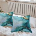 thumbnail image 7 of Waterproof Throw Pillow Covers Set of 2, 18x18 Inch Turquoise Gold Marble Decorative Pillowcases Outdoor Pillow Slip Cushion Covers Set for Couch Tent Abstract Simple Geometric, 7 of 7