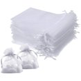 thumbnail image 1 of 100 Uds. Bolsa blanca con cordón, bolsas de almacenamiento de dulces de regalo de hilo, 1 of 6
