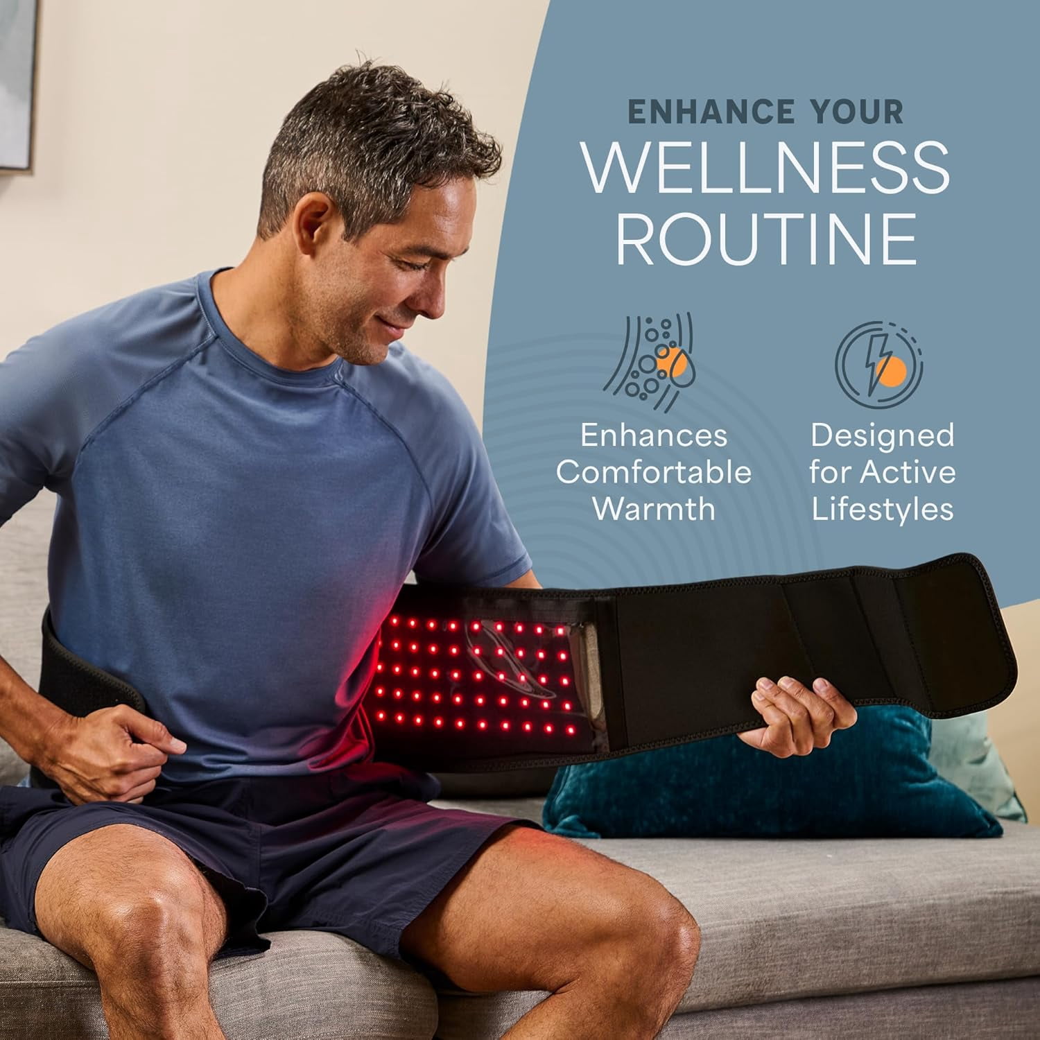 LifePro Red Light Therapy Belt with 660nm Red & 850nm Infrared LEDs – Adjustable Rechargeable Wrap – Portable Wellness Device – Black