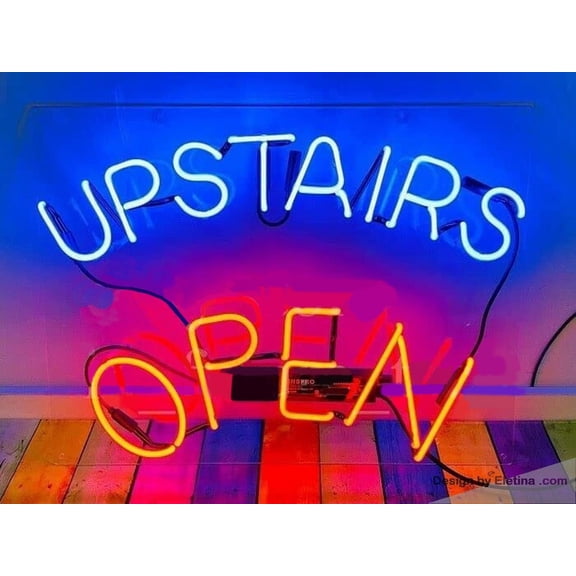 Neon Signs for Wall Decor Upstairs Open Sign Acrylic Beer Pub Bar Handmade Light Ausosa Neon Led Tubing16x20inch