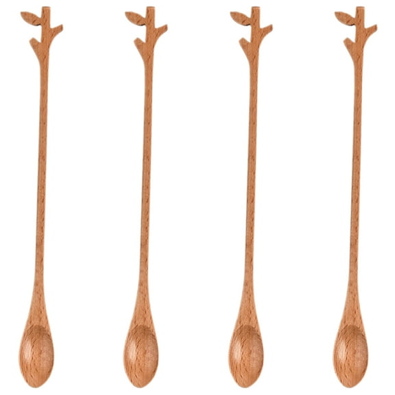 unbranded  4 Pcs Mixing Bar Spoon Coffee Scoop Creative Wooden Branch Stirring