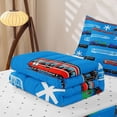 thumbnail image 5 of Erosebridal Vintage Train Zipper Full Size Comforter Sets with Fitted Sheet and 2 Pillowcases for Boys Men, Cartoon Locomotive Car Zipper Bedding Set, Blue, Reversible, 4pcs, 5 of 7