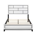 thumbnail image 3 of Miekor Furniture Modern Contemporary White Finish Queen Bed 1Pc Wooden Bedroom Furniture Black Line Design 01341, 3 of 6