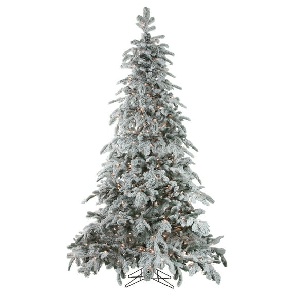 Northlight Real Touch™️ Pre-Lit Full Flocked Whistler Noble Fir Artificial Christmas Tree - 7.5 -