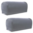 thumbnail image 4 of 2 pares de fundas elásticas de cuero sintético antideslizantes para reposabrazos de sofá, color gris, 4 of 9