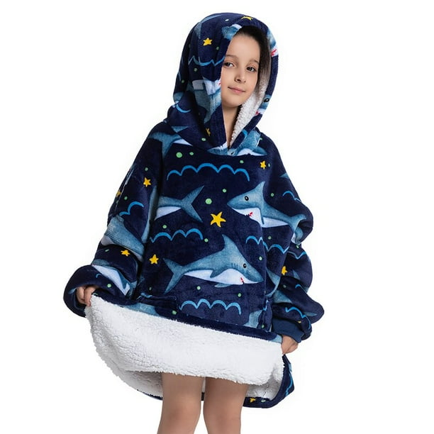 Oversized Wearale Blanket Hoodie Flannel Sherpa Fleece Warm Soft Winter Hoodie Sweatshirt for Kids Adults Snuggle Walmart en linea