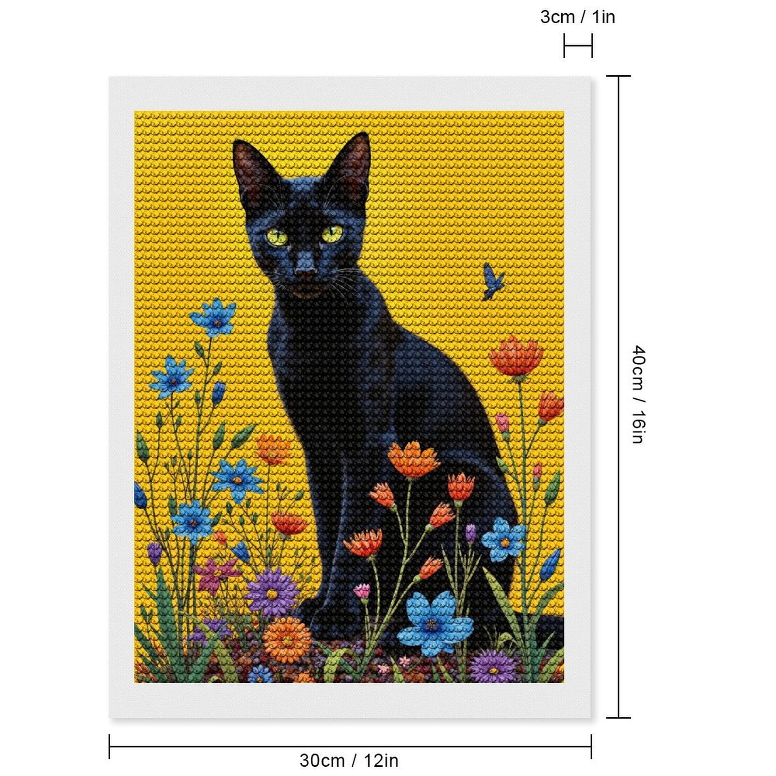 Diamond Art Kits for Adults, Cat Floral Vibrant Background Butterfly 5D Diamond Painting Kits for Adults Beginners, DIY Full Drill Diamond Painting, Gem Art and Crafts 12x16