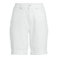 thumbnail image 2 of Time and Tru Women's Rolled Cuff Denim Bermuda Shorts, 2 of 5