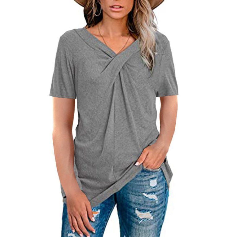 Details about   Women Velvet T-shirts Tops Tee Short Sleeve Loose Basic Shirt Blouse Casual Soft