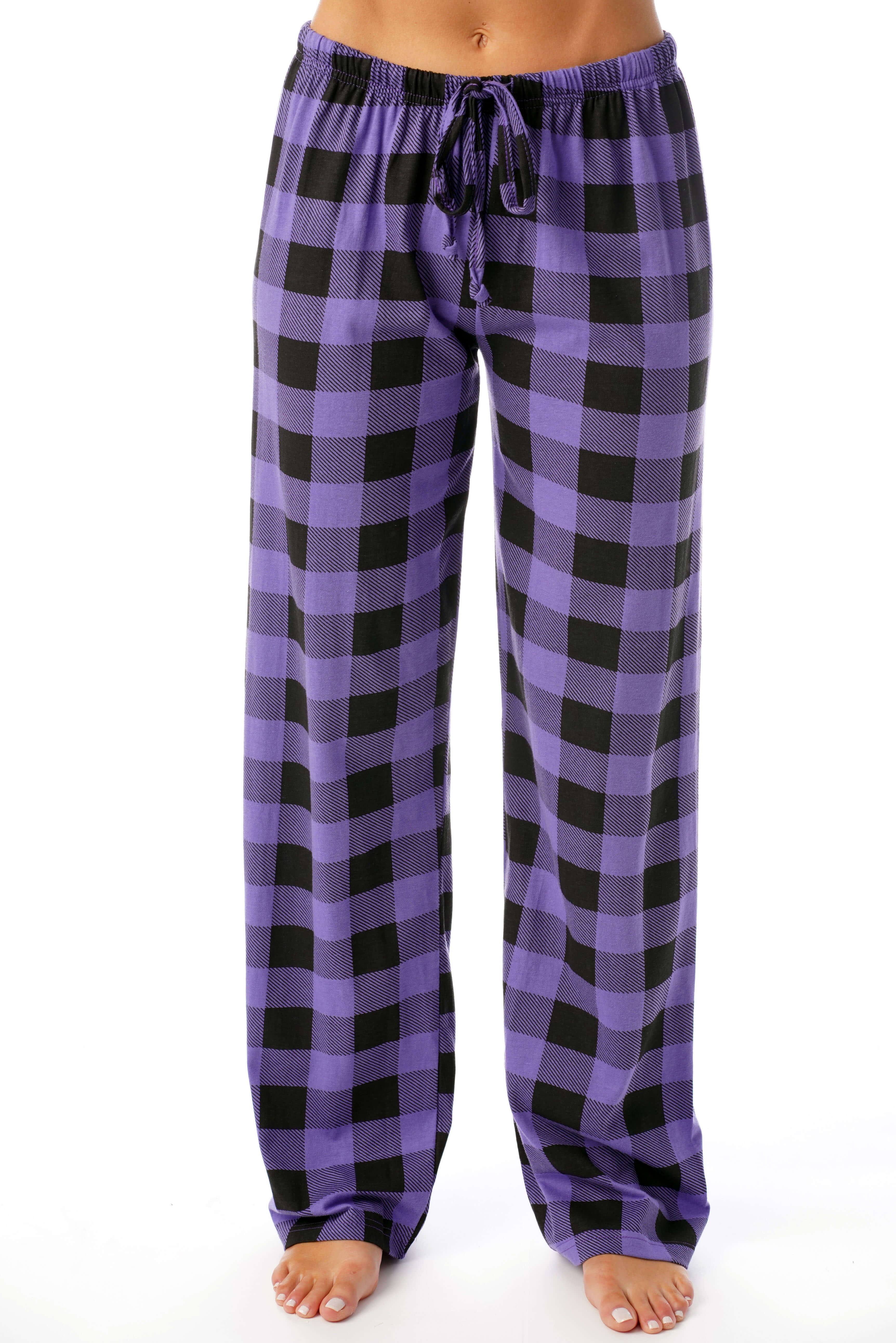 Just Love Women Buffalo Plaid Pajama Pants Sleepwear (Purple Black Buffalo Plaid, 2X)
