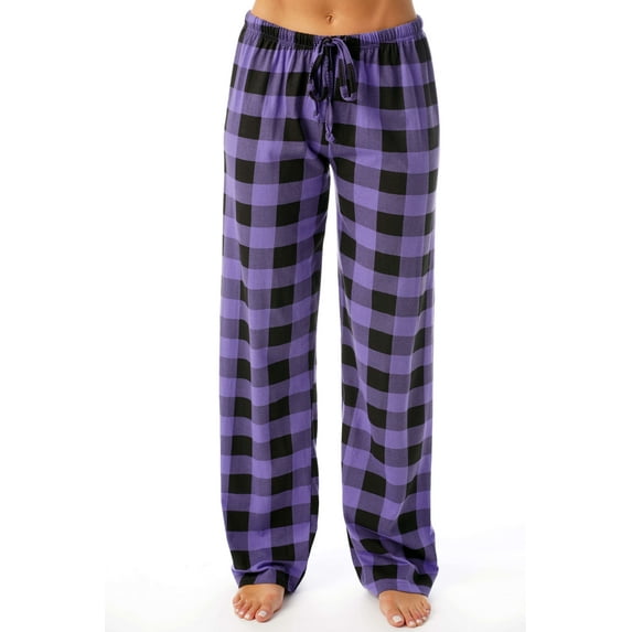 Vning Women Buffalo Plaid Pajama Pants Sleepwear Purple Black Buffalo Plaid XL