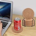 thumbnail image 4 of Posavasos de 8 piezas con soporte, posavasos absorbentes de tejido de algodón para bebidas, juego de posavasos minimalistas para decoración del hogar para mesa de protección de mesa de madera, 4 of 5