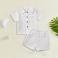thumbnail image 2 of Shorts Sets for Boy 2 Piece Outfits Boy Clothes Sets Cute Solid Color Button Down Shirt and Shorts 2PC Boys Playwear Summer Outfits, 2 of 4