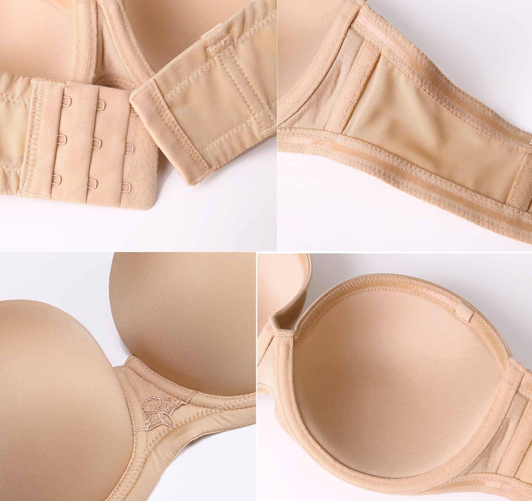 Exerin Women's Strapless Bras Full Coverage Underwire Multiway Convertible Plus Size Bra(36DD,Pecan)
