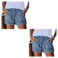 thumbnail image 3 of Sonducket Pantalones cortos de mezclilla con cordón de cintura alta suave para mujer pantalones cortos de mezclilla con bolsillo para Type4 NO4, 3 of 6