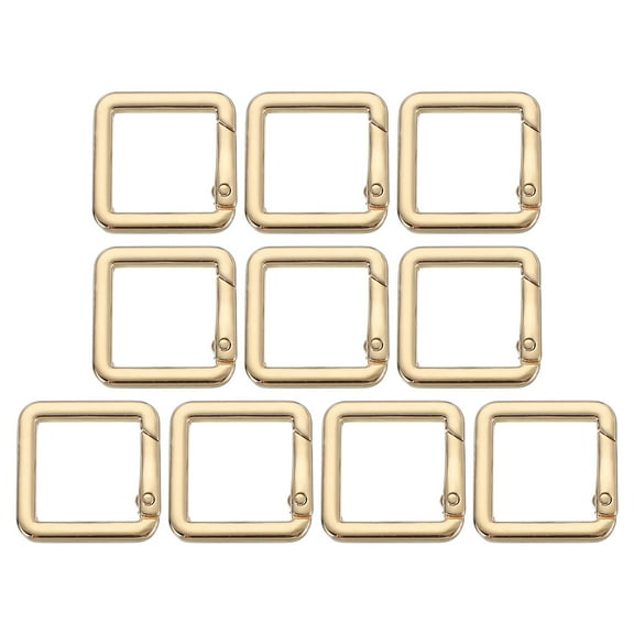 Uxcell Square Shaped Spring Snap Keychain Clip, 10 Pcs Metal Trigger Keychain Hook Clip for Purses Wallet Belts Light Gold 27mm