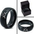 thumbnail image 4 of Tungsten Pixelated Swords Crossed Band Ring 8mm Men Women Comfort Fit Black Dome Polished, 4 of 4