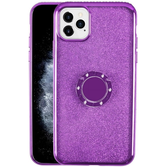 Mignova for iPhone 12 Pro Max 6.7" Case with Ring Holder, Glitter Bling Cover for Girls Women Sparkly Pretty Fancy Cute Rhinestone with Kickstand TPU Case For iPhone 12 Pro Max 6.7 inch 2020(Purple)
