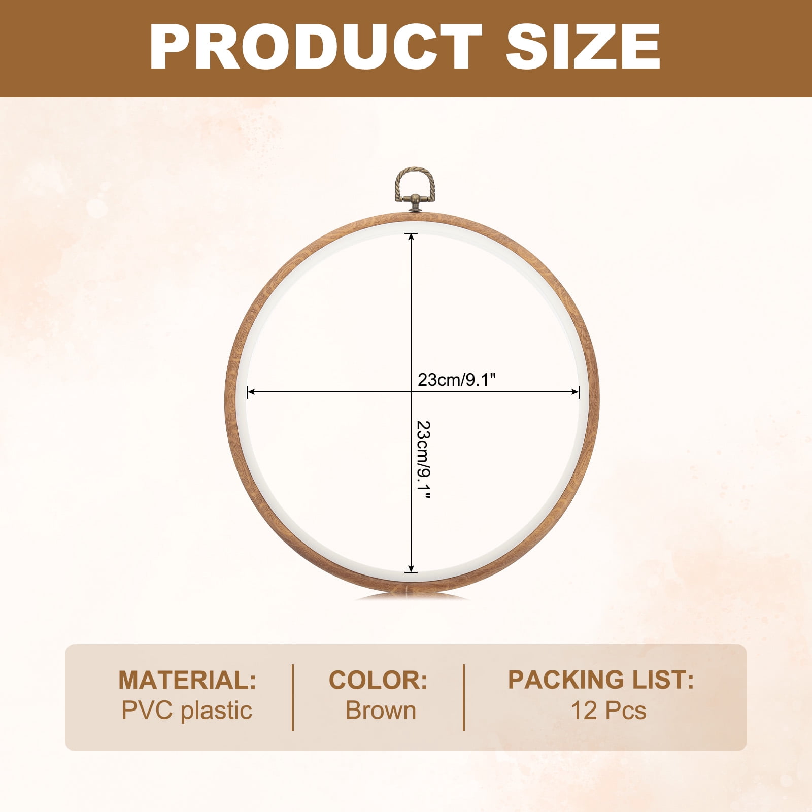 Uxcell 12 Pieces 9.1" Embroidery Hoops Frame Imitated Wood Circle Cross Stitch Hoop Ring for Embroidery Art Craft Handy Sewing Decoration