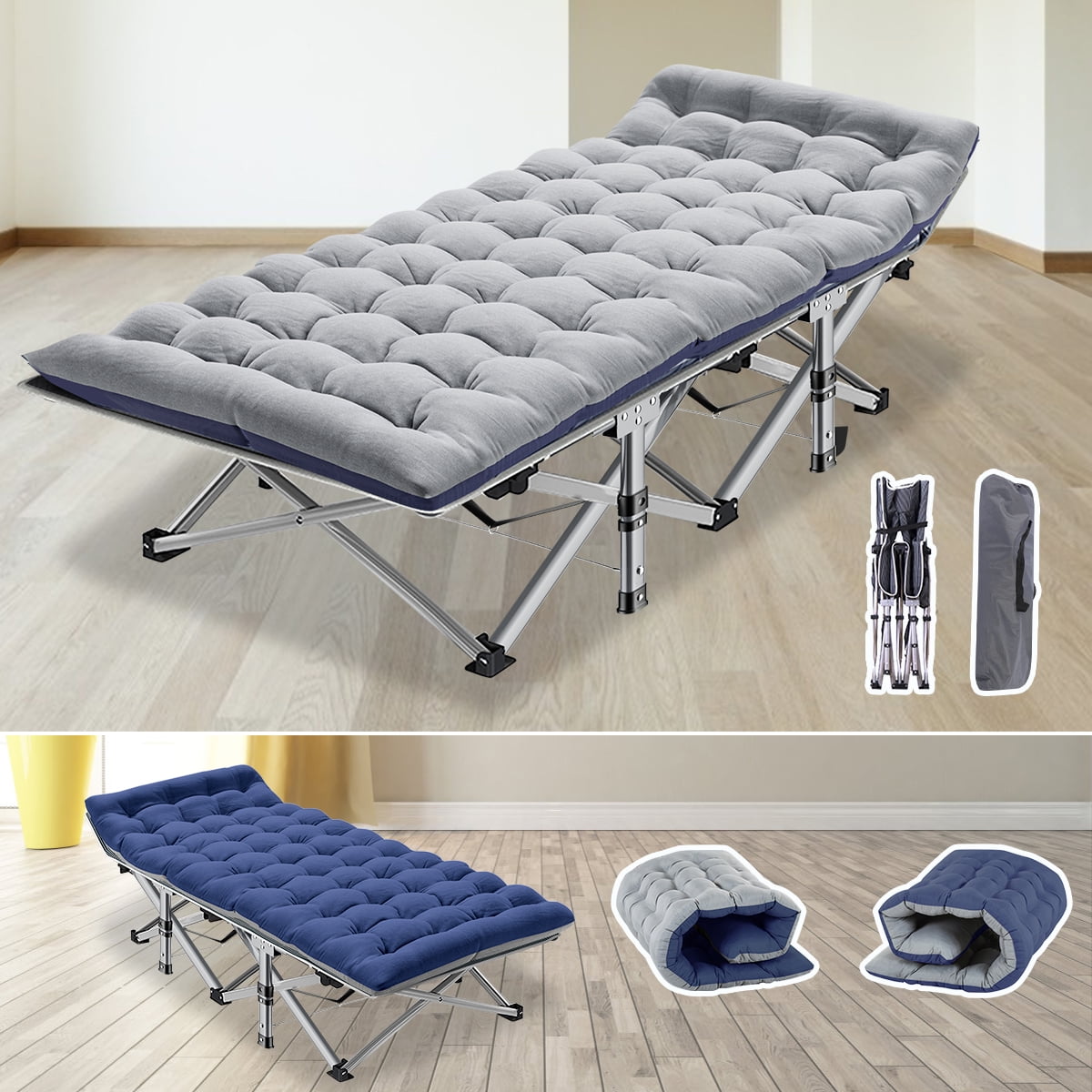 Slsy Folding Bed Cot with 3.3 Inch Mattress, 75"* 28" Sleeping Cot