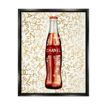 Stupell Industries Trendy Glam Pattern Vintage Style Soda Bottle Graphic Art Jet Black Floating Framed Canvas Print Wall Art, Design by Ziwei Li