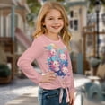 thumbnail image 3 of Xixirimido Pink Axolotls & Bubbles Pattern Girls Casual Tunic Tops Tie-hem Long Sleeve Loose Soft Blouse T-Shirt Cute Graphic Girls Shirts, Size 9-10, 3 of 7