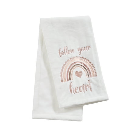 UPC: 0190945161536 | Levtex Baby – Over The Rainbow Plush Blanket – Blush White and Pink – Nursery Accessories – Blanket Size: 30 x 40 in.