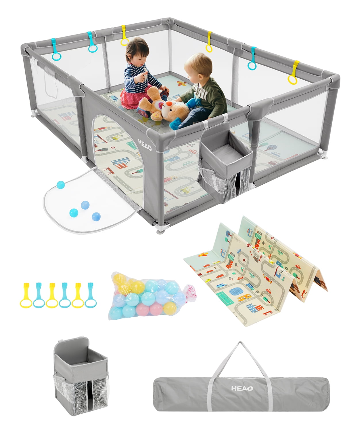 Buy HEAO Baby Playpen with play mat & Stroage Bag, 30 Pcs Pit Balls